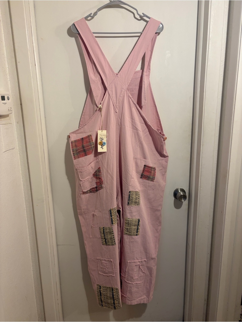 NWT BLUE VELVET Pink Patchwork Overalls EMBROIDERED FLOWERS LARGE Bluevelvet - Picture 4 of 14